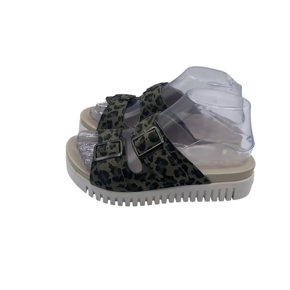 Isle Jacobsen Hornbaek Tulip Platform Sandals Leopard Print Slides Womens 36 6